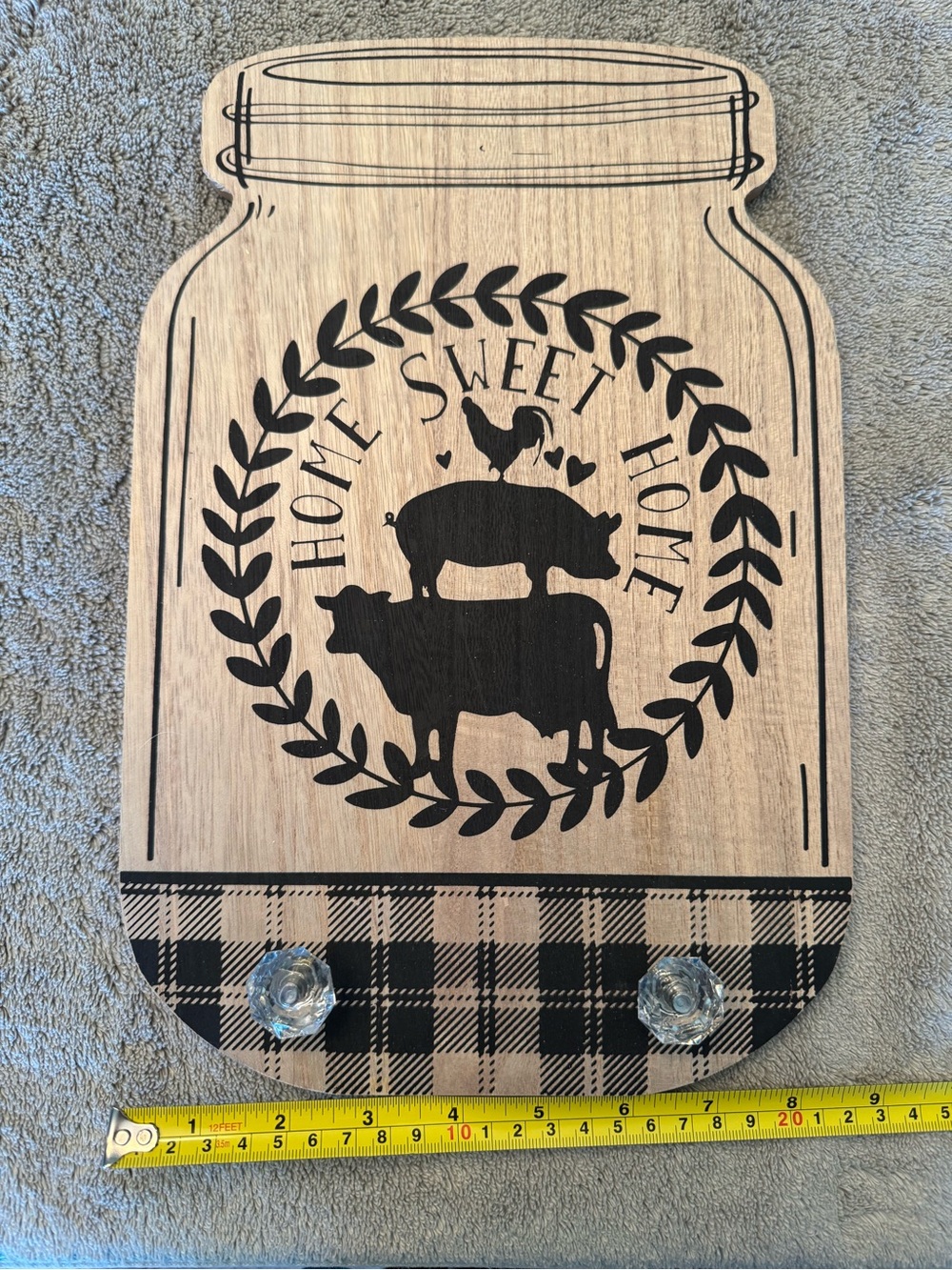 Home Sweet Home Farmhouse Mason Jar Wall Hook - Black